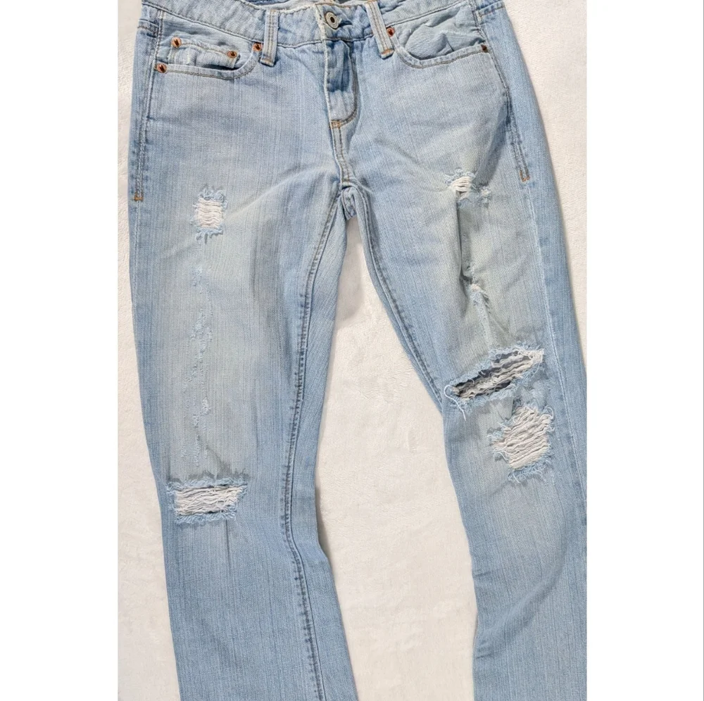 ❤️ American Eagle True Boot Distressed 100% Cotton Size 0 Short Light Wash - Picture 5 of 14